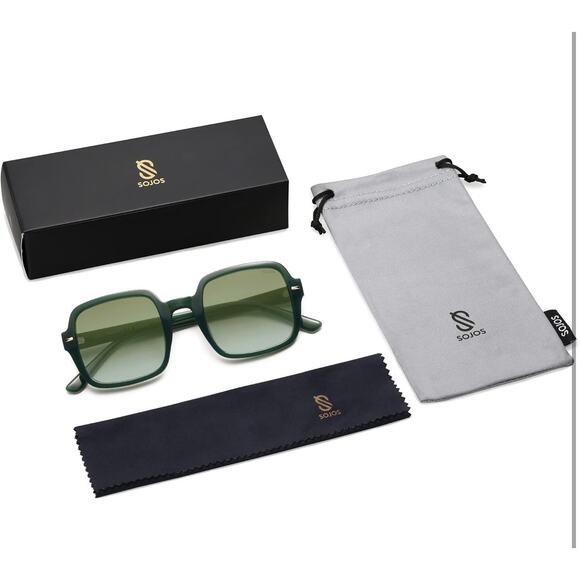 SOJOS Retro Square Polarized Sunglasses for Women Men - Picture 5 of 5